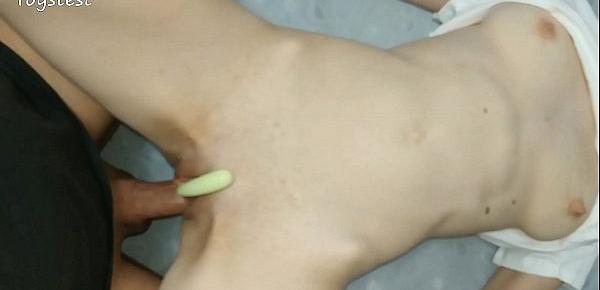  Skinny babe tried Dick plus Toy in her Tight Pussy via Toystest